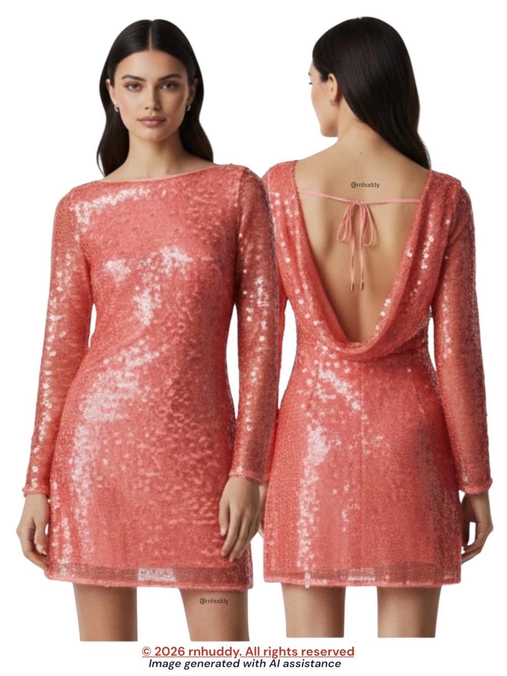 By Anthropologie size 8 pink sequin draped back mini dress